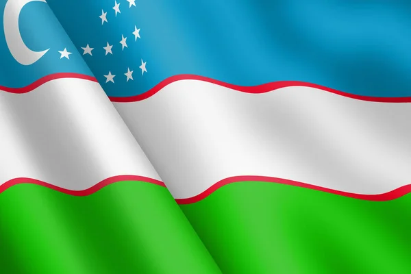 Uzbequistão Acenando Bandeira Ilustração Crescente Estrelas — Fotografia de Stock
