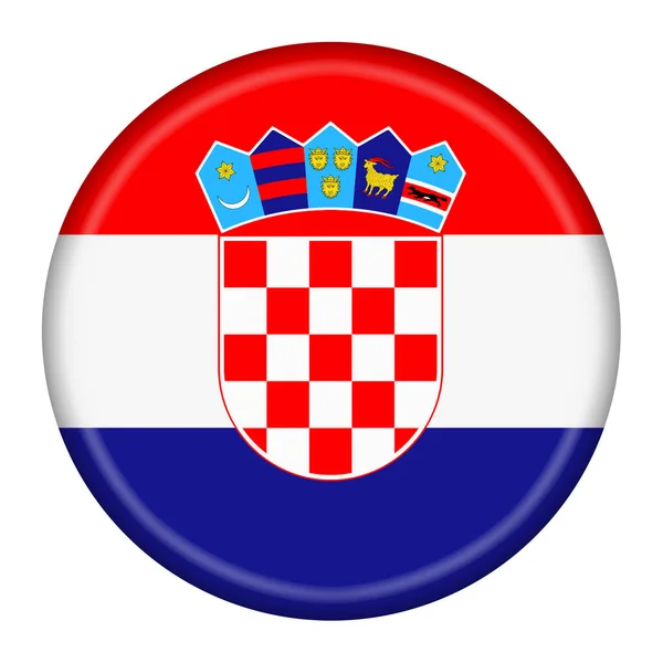 クリッピングパス付きクロアチア国旗ボタン3Dイラスト — ストック写真