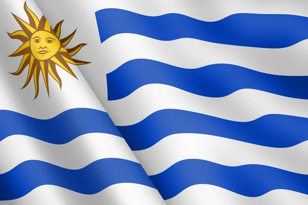 Μια Ουρουγουάη Κυματίζει Σημαία Ήλιο Απεικόνιση Και Ρίγες — Φωτογραφία Αρχείου