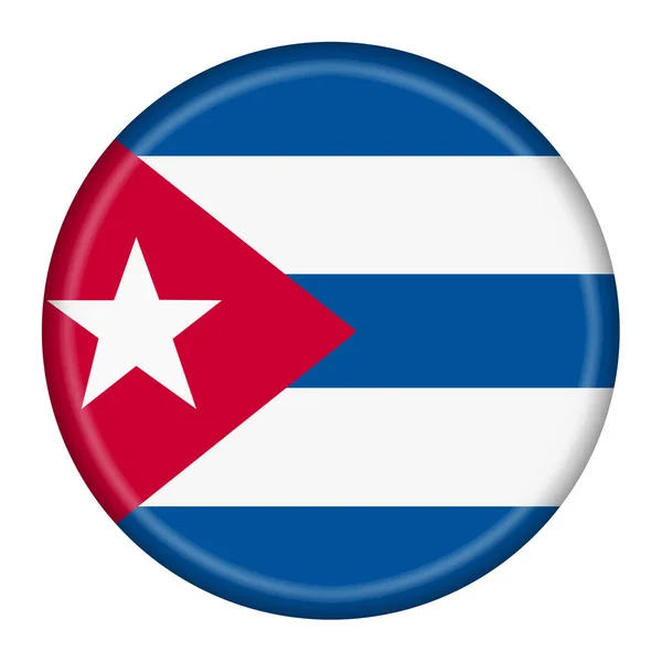 Botón Bandera Cuba Ilustración Con Ruta Recorte — Foto de Stock