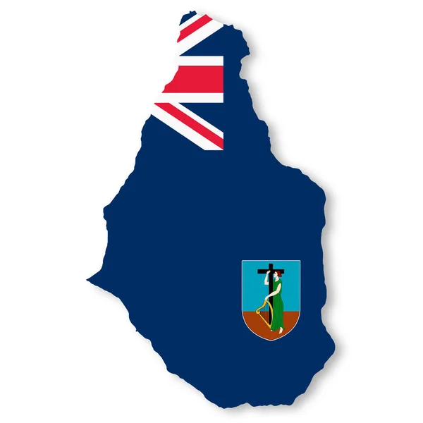 Montserrat Flagga Karta Vit Bakgrund Med Klippning Väg Illustration — Stockfoto