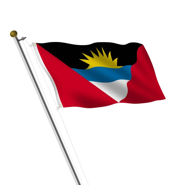 Ein Fahnenmast Von Antigua Und Barbuda Illustration Auf Weiß Mit — Stockfoto