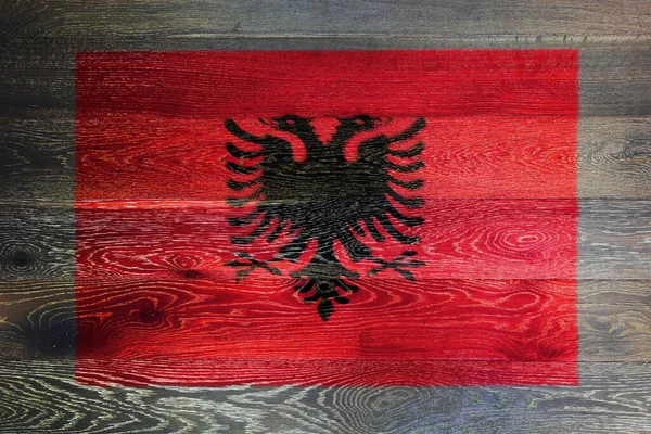 Прапор Албанії Старому Тлі Деревини — стокове фото