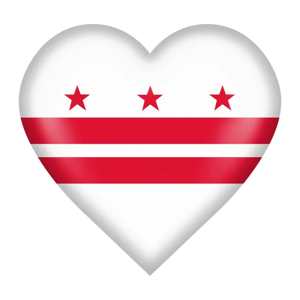 Washington Bayraklı Bir Kalp Düğmesi Beyaz Üzerine Izole Edilmiş Kırpma — Stok fotoğraf