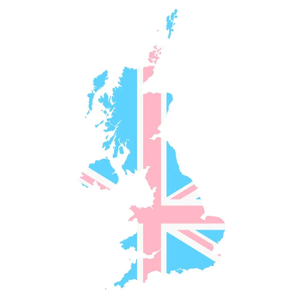 Ένα Ηνωμένο Βασίλειο Μεγάλη Βρετανία Διαφυλικών Χάρτη Σημαία Απομονώνονται Λευκό — Φωτογραφία Αρχείου