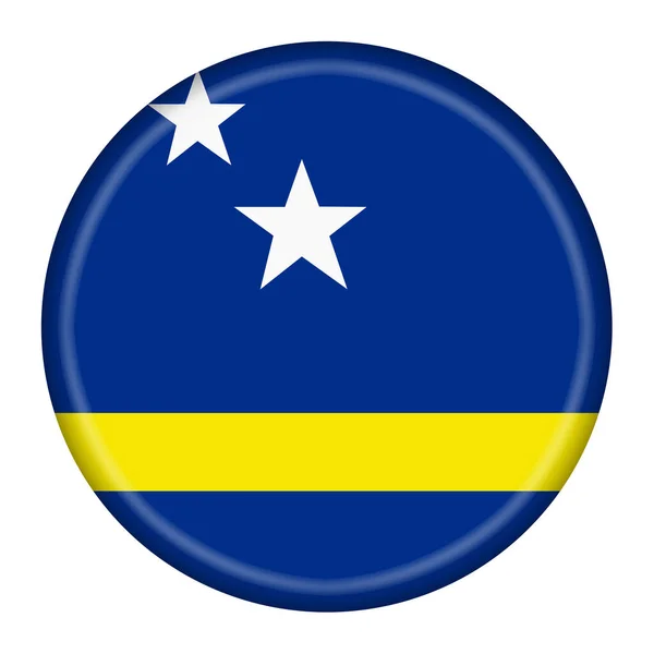 Una Bandera Curazao Botón Ilustración Con Ruta Recorte — Foto de Stock