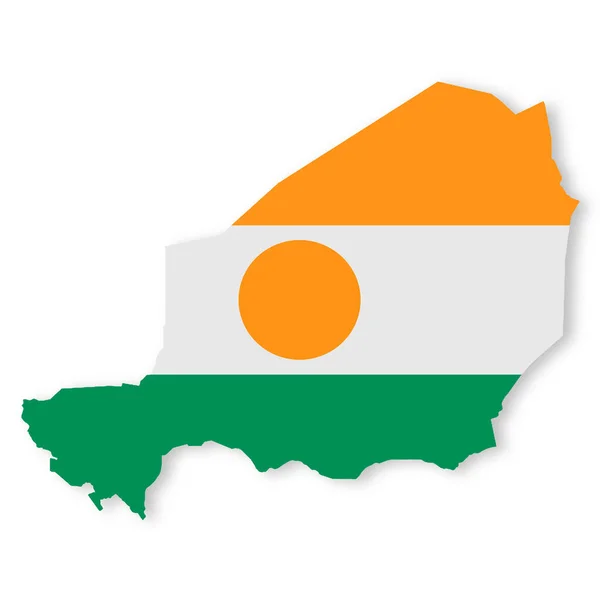 Mapa Vlajky Nigeru Bílém Pozadí Oříznutou Cestou Ilustrací — Stock fotografie