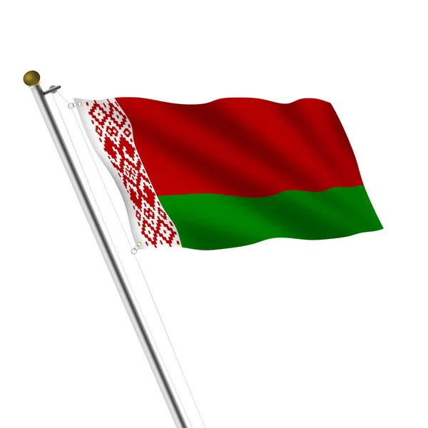 Beyaz Üzerine Kırpma Yolu Ile Bir Belarus Flagpole Illüstrasyon — Stok fotoğraf