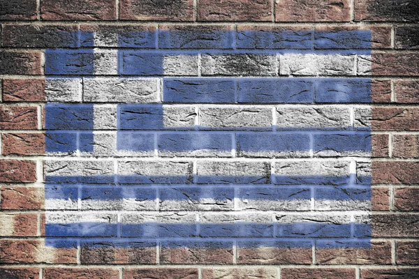 Greece Flag Painted Brick Wall Background — Stock Photo, Image