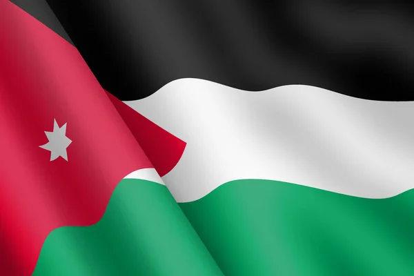 ヨルダン王国の旗の背景イラスト大規模なファイルヨルダンの旗の3Dイラスト風リップルを振って — ストック写真