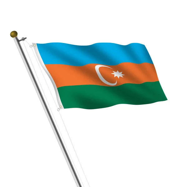 アゼルバイジャンの旗竿3Dイラスト クリッピングパス付き白 — ストック写真