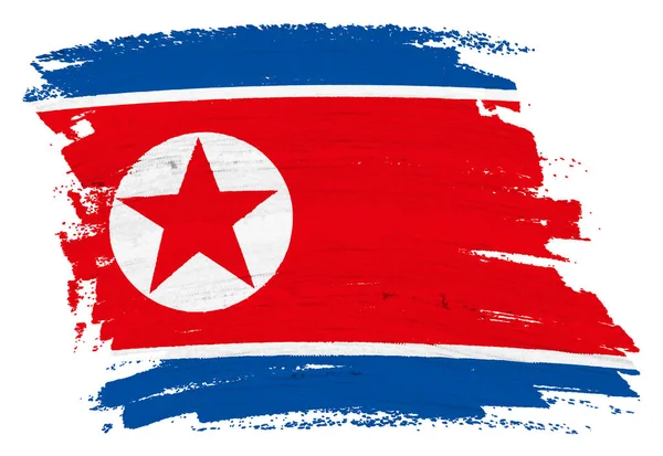 Uma Bandeira Coreia Norte Pintura Fundo Splash Pincelada Ilustração Com — Fotografia de Stock