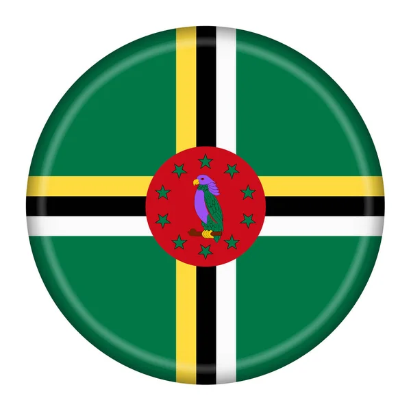 Botón Bandera Dominica Ilustración Con Ruta Recorte —  Fotos de Stock