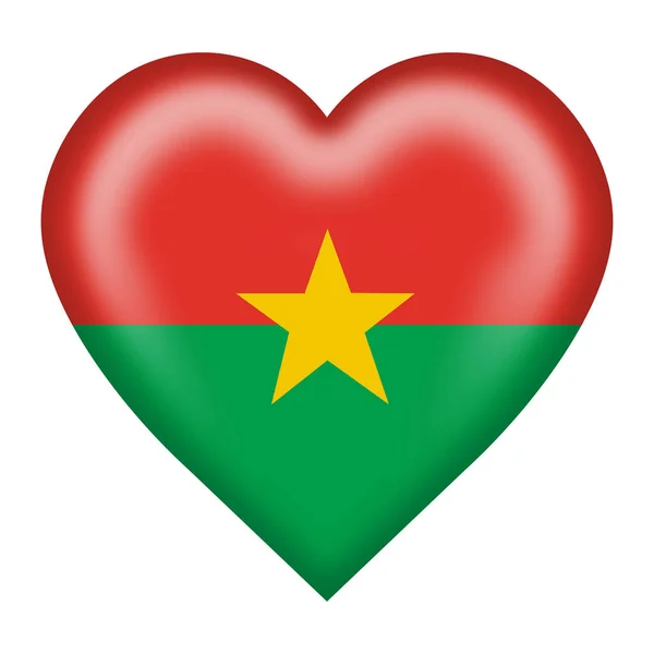 Ένα Κουμπί Καρδιά Σημαία Μπουρκίνα Απομονώνονται Λευκό Περικοπή Διαδρομή Εικονογράφηση — Φωτογραφία Αρχείου
