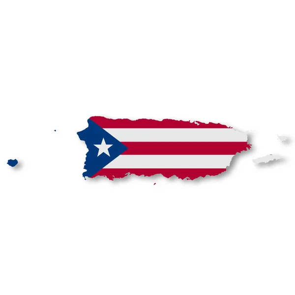 クリッピングパス3Dイラストと白の背景にプエルトリコの旗の地図 — ストック写真