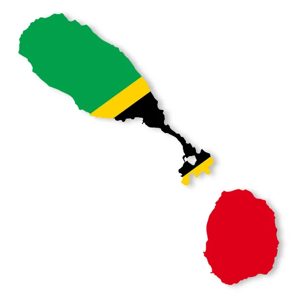 Una Mappa Kitts Nevis Bandiera Sfondo Bianco Con Ritaglio Percorso — Foto Stock
