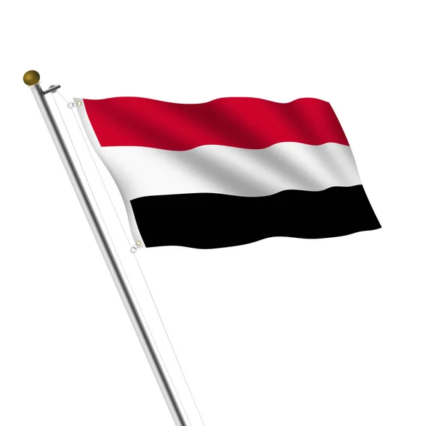 Een Jemen Vlaggenmast Illustratie Wit Met Clipping Pad — Stockfoto