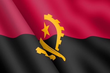 Dalgalanan bir Angola bayrağı 3D illüstrasyon rüzgar dalgalanması