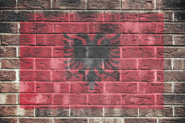Прапор Албанії Цегляній Стіні — стокове фото