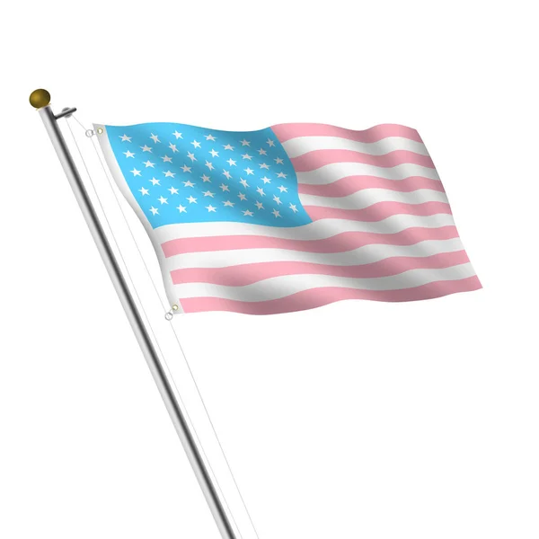 クリッピングパスと白の米国トランスジェンダーの旗竿3Dイラスト — ストック写真