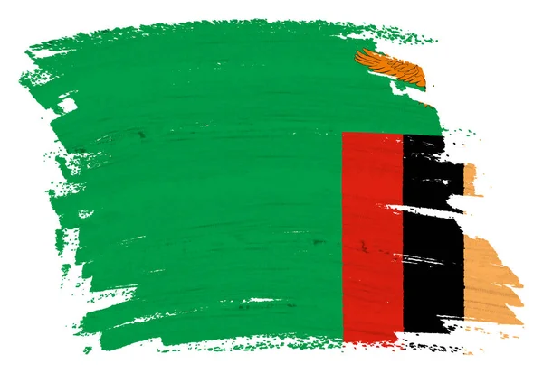Una Bandera Zambia Pintura Fondo Pincelada Pincelada Ilustración Con Ruta —  Fotos de Stock