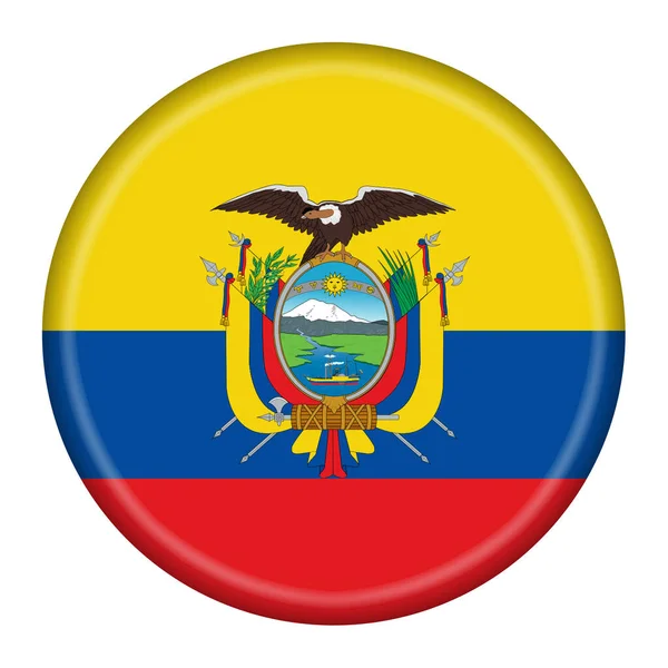 Кнопка Флага Эквадора Иллюстрация Контуром Обрезки — стоковое фото