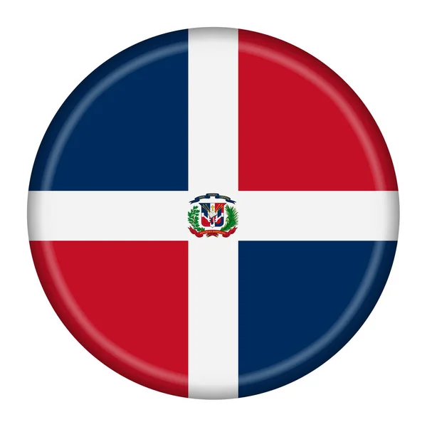 Bir Dominik Cumhuriyeti Bayrağı Düğmesi Kırpma Yolu Ile Illüstrasyon — Stok fotoğraf