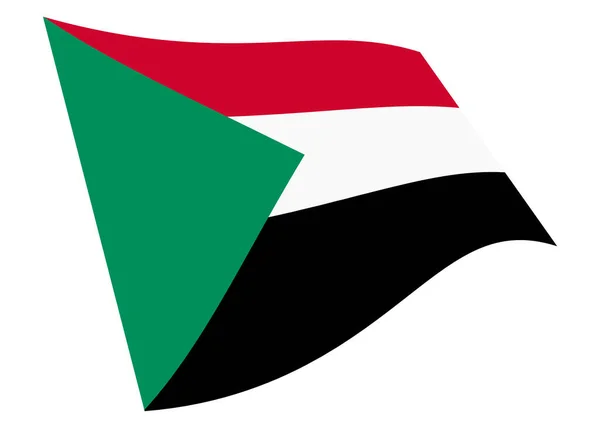 Sudão Acenando Gráfico Bandeira Isolado Branco Com Recorte Caminho Ilustração — Fotografia de Stock