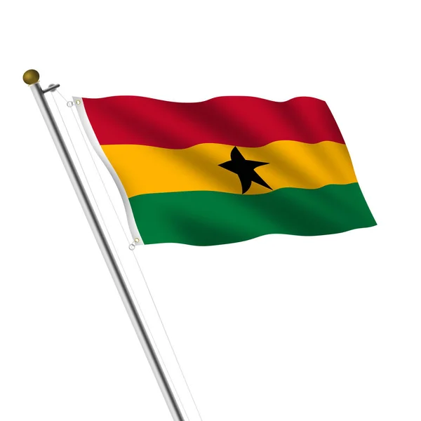 Ghána Zászlórúd Illusztráció Fehér Nyírási Útvonal — Stock Fotó