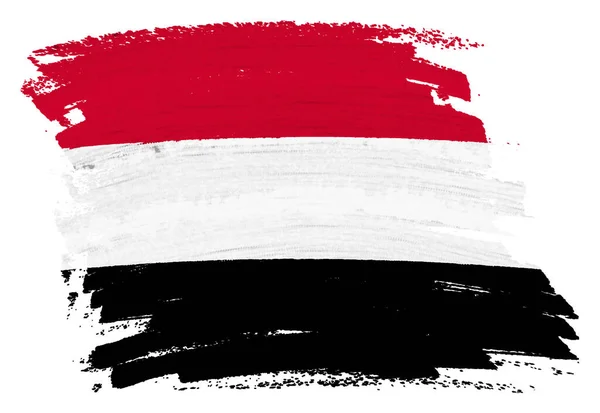 Yemen Flagga Bakgrund Färg Stänk Pensel Stroke Illustration Med Klippning — Stockfoto