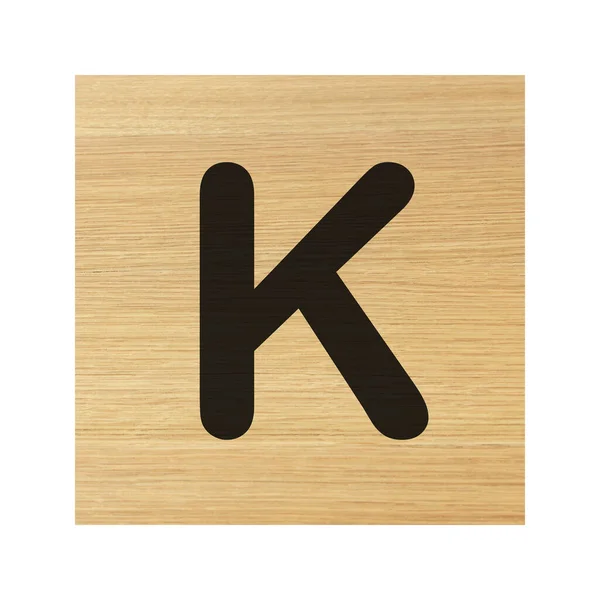 stock image A capital K wood block on white with clipping path