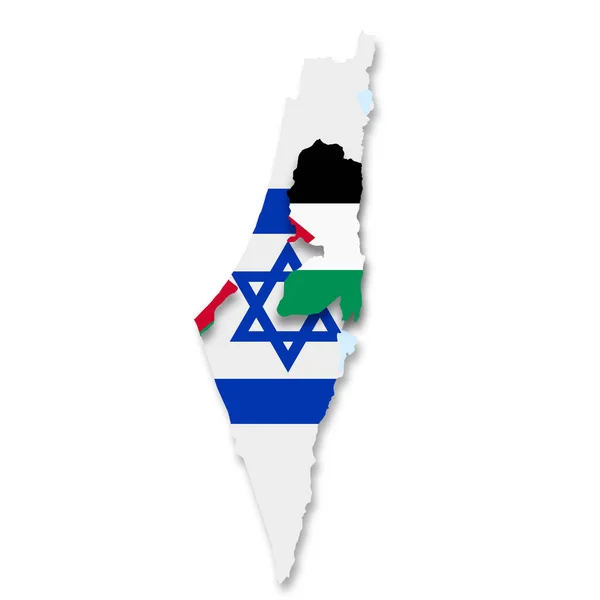 Een Palestijnse Israël Vlaggenkaart Witte Achtergrond Met Knippad Illustratie — Stockfoto