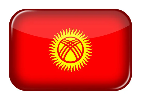 Botão Retângulo Ícone Web Quirguistão Com Recorte Caminho Ilustração — Fotografia de Stock