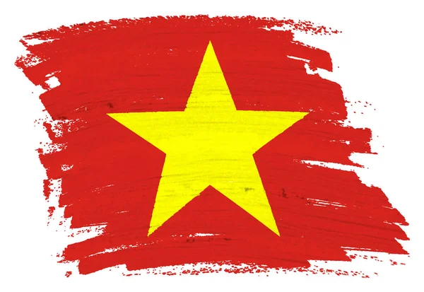 Una Bandera Vietnam Pintura Fondo Pincelada Pincelada Ilustración Con Ruta —  Fotos de Stock