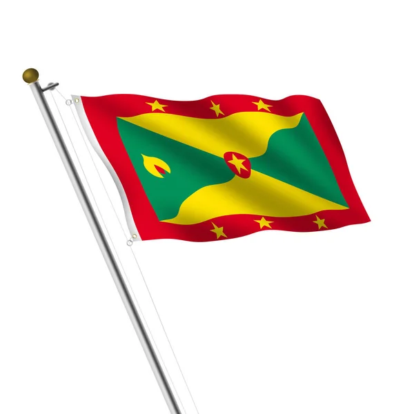 Ilustrație Grenada Flagpole Alb Cale Tăiere — Fotografie, imagine de stoc