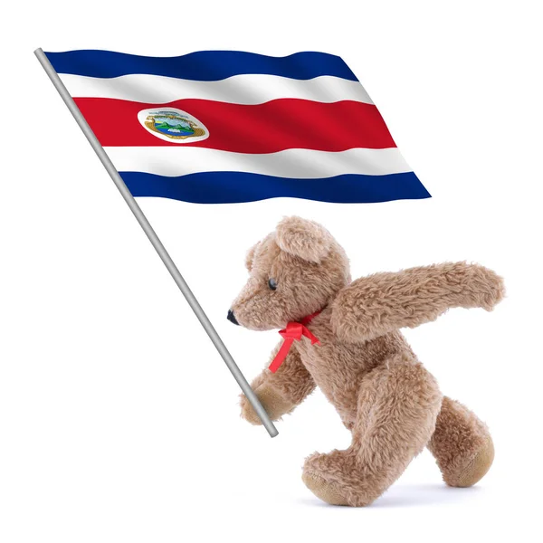 Флаг Коста Рики Который Несет Милый Плюшевый Мишка — стоковое фото