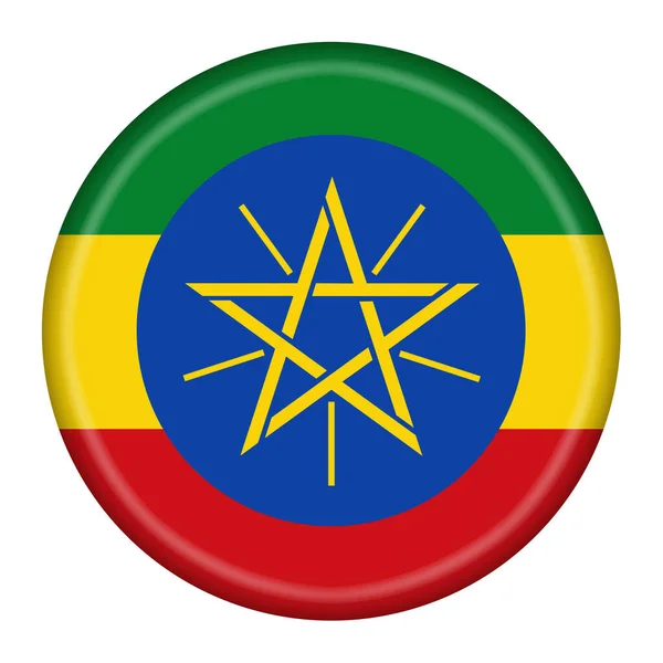Eine Äthiopien Flagge Taste Illustration Mit Clipping Pfad — Stockfoto