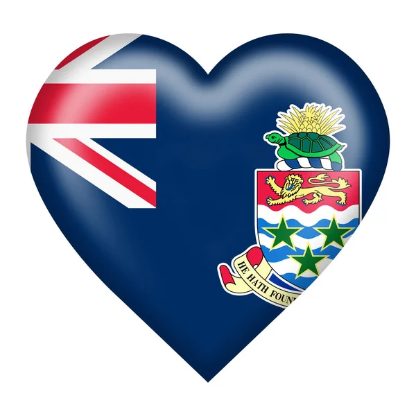 Caymanöarna Flagga Hjärta Knapp Isolerad Vit Med Klippning Väg Illustration — Stockfoto