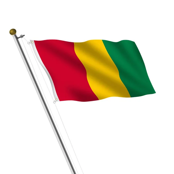 Uma Guiné Flagpole Ilustração Branco Com Caminho Recorte — Fotografia de Stock