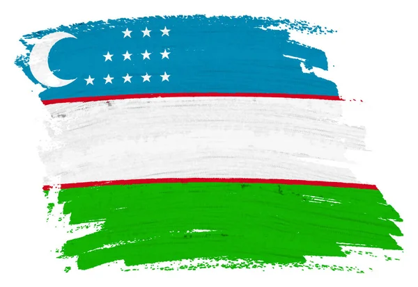 Una Bandera Uzbekistán Pintura Fondo Pincelada Pincelada Ilustración Con Ruta —  Fotos de Stock