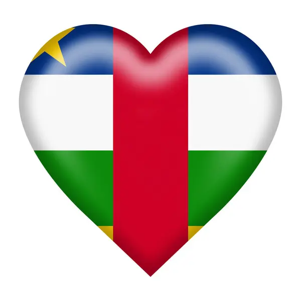 Eine Flagge Der Zentralafrikanischen Republik Herz Taste Isoliert Auf Weiß — Stockfoto