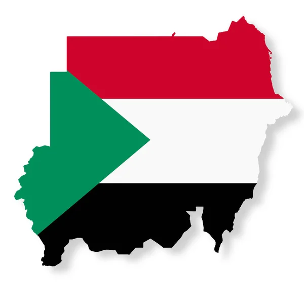 Χάρτης Σημαίας Σουδάν Λευκό Φόντο Αποτύπωση Διαδρομής Illustration — Φωτογραφία Αρχείου