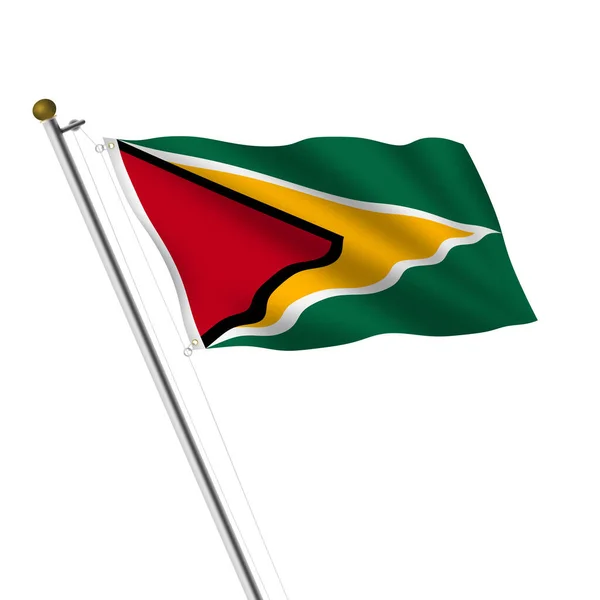 Guyana Flagpole Illustration White Clipping Path — Stock Photo, Image