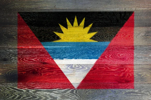 Flaga Antigua Barbuda Rustykalnym Tle Starego Drewna — Zdjęcie stockowe