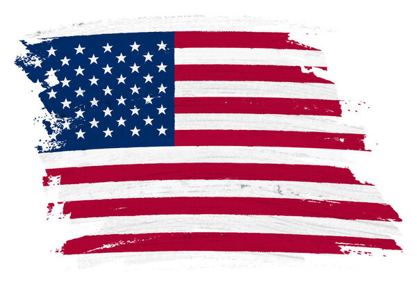 A United States of America flag background paint splash brushstroke 3d illustration with clipping path