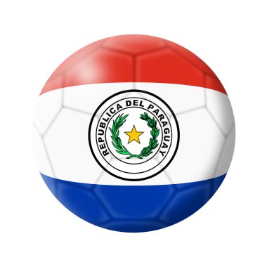 Bir Paraguay futbol topu 3D illüstrasyon kırpma yolu ile beyaza izole