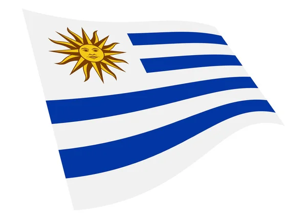 Gráfico Bandera Uruguaya Ondeando Aislado Blanco Con Ruta Recorte Ilustración — Foto de Stock