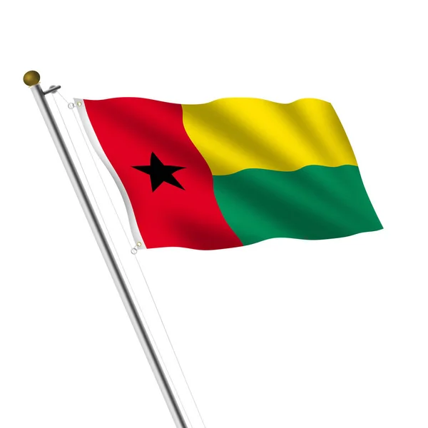 Флагшток Гвинеи Бисау Иллюстрация Белом Вырезкой Путь — стоковое фото