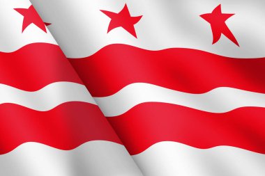Bir Washington DC bayrağı sallıyor 3D illüstrasyon rüzgarı dalgalanması