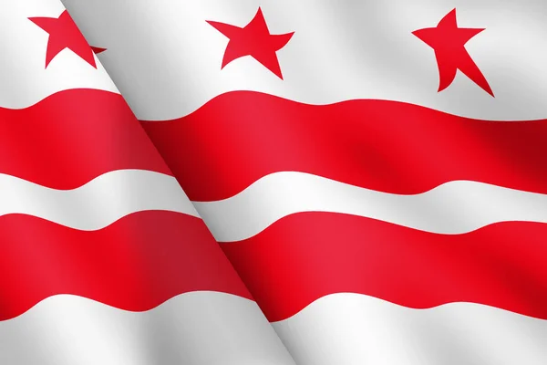 ワシントンDcの旗の3Dイラスト風リップルを振って — ストック写真
